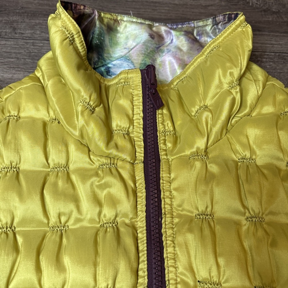 UbU Women Large Puffer Vest Multicolor Abstract Print Zip Front Reversible - Picture 7 of 10